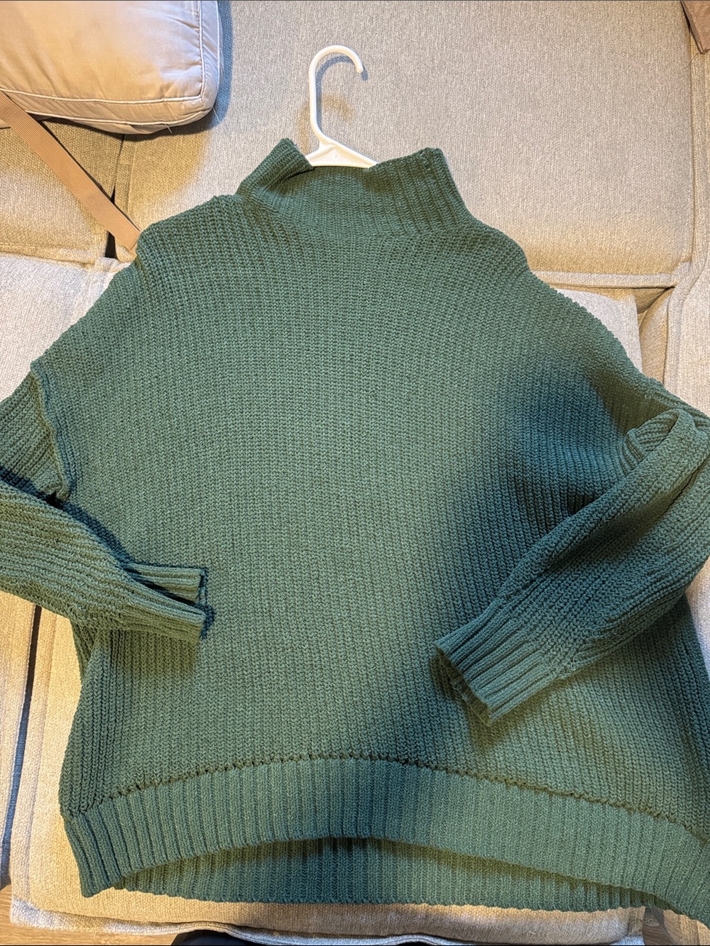 Women's Dark Green Mock Neck Knit Sweater
